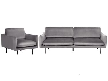 Velvet Living Room Set Grey Vinterbro Beliani De