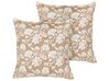 Set of 2 Cotton Cushions Floral Motif 45 x 45 cm Beige and White NOTELEA_892904