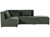 Right Hand 3 Seater Modular Jumbo Cord Corner Sofa with Ottoman Dark Green LEMVIG_875752