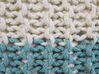 Pufe redondo em tricot creme e azul 50 x 35 cm CONRAD_813984