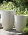 Conjunto de 2 vasos em pedra branca creme 35 x 35 x 42 cm CROTON_841617