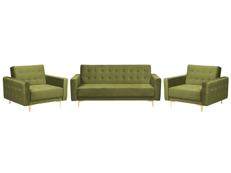 Modular Velvet Living Room Set Green ABERDEEN_882475