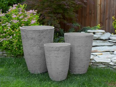 Set of 2 Plant Pots 35 x 35 x 50 cm Grey CAMIA
