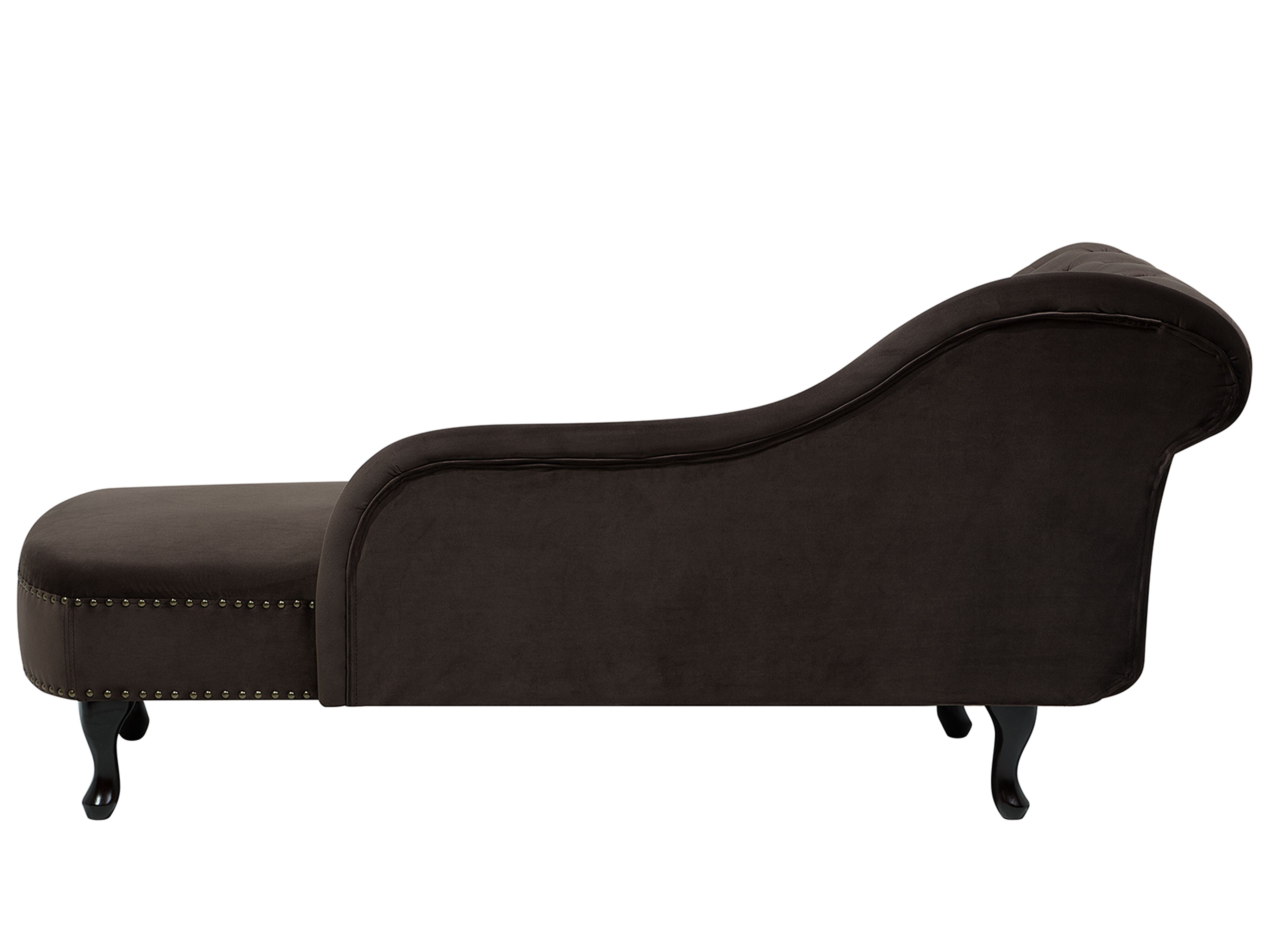 Left Hand Chaise Lounge Velvet Brown NIMES Beliani.co.uk