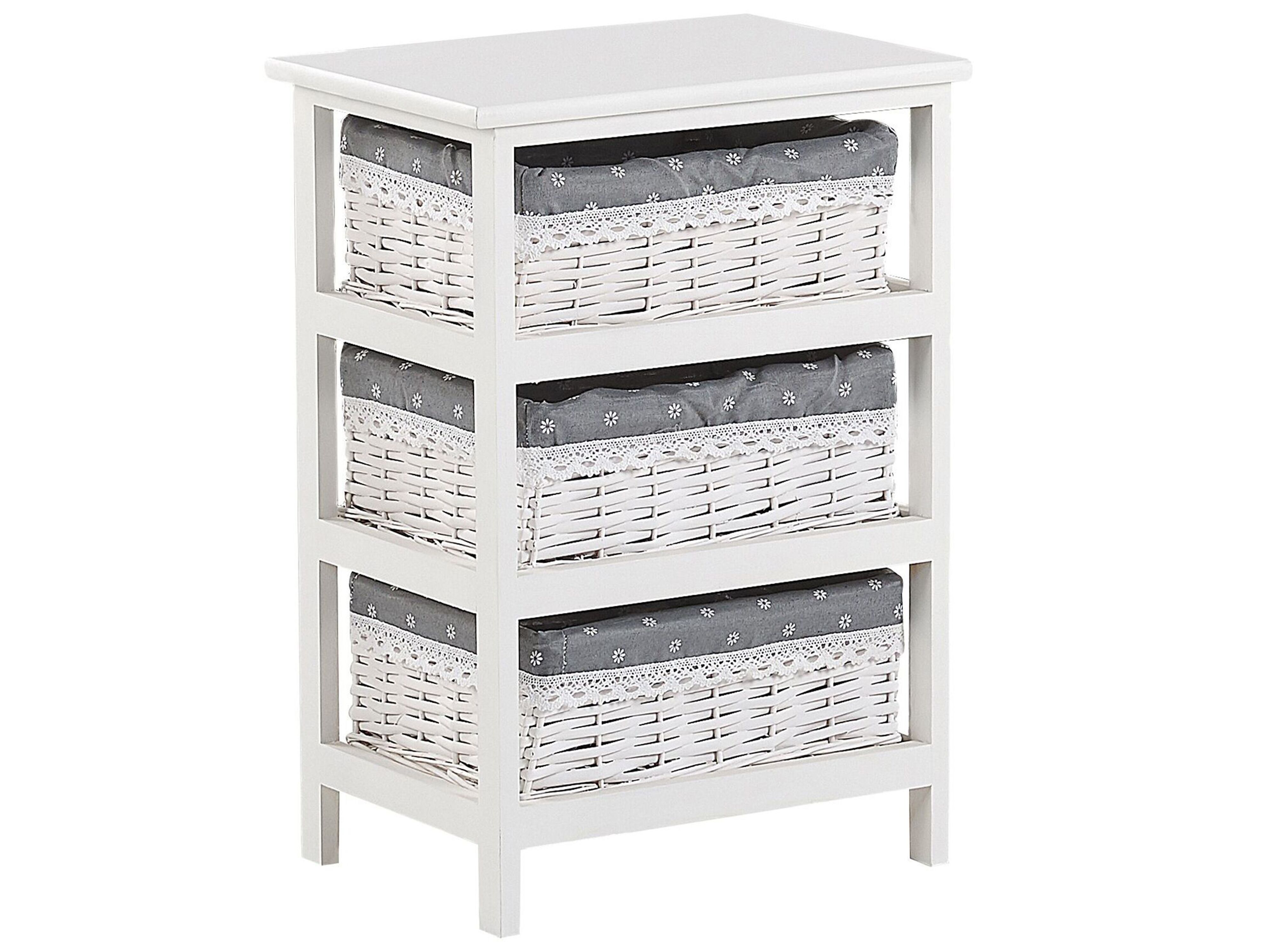3 Basket Drawer Chest White with Grey ZURI Beliani.co.uk