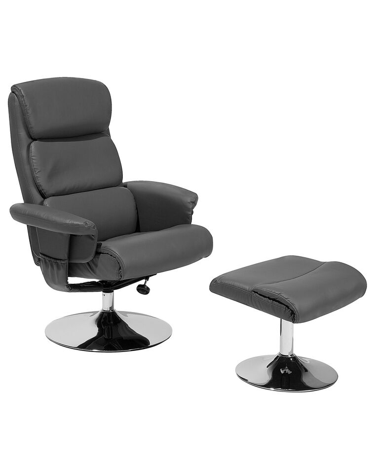 Cadeira de massagem com repousa-pés em pele sintética preta LEGEND_698043