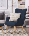 Wingback Chair with Footstool Dark Blue VEJLE_254087