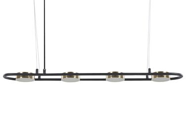 4 Light Metal LED Pendant Lamp Black and Brass MALI