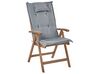 Conjunto 6 cadeiras de jardim em madeira escura de acácia e almofadas cinzentas AMANTEA_879814