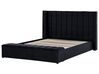 Zamatová posteľ s úložným priestorom 180 x 200 cm čierna NOYERS_834582