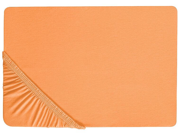 Cotton Fitted Sheet 140 x 200 cm Orange JANBU_845920