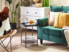 Sivupöytä rauta musta/tumma puu BORDEN Sivupöytä rauta musta/tumma puu BORDEN