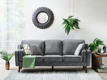 3 Seater Velvet Sofa Grey LOKKA