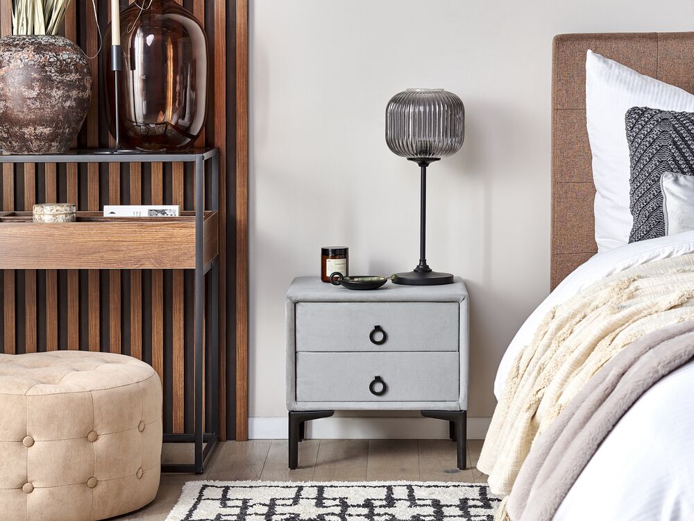 Schlafzimmer komplett Set 3-teilig grau 140 x 200 cm SEZANNE | Beliani.ch