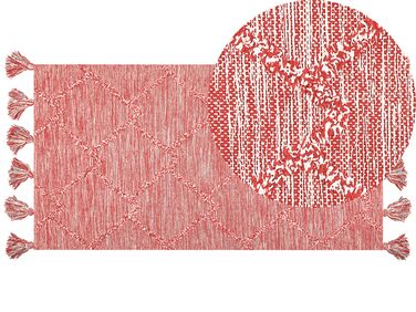 Teppich Baumwolle rot 80 x 150 cm mit Quasten NIGDE