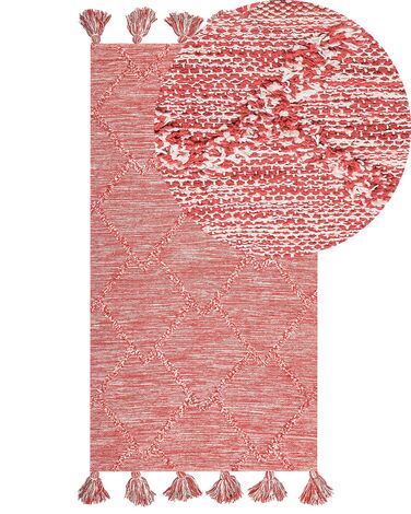 Alfombra de algodón rojo/blanco 80 x 150 cm NIGDE