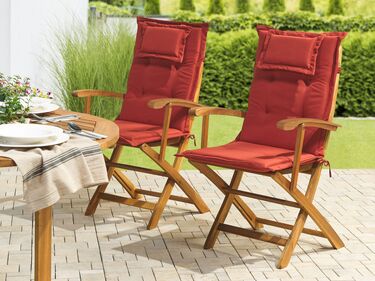 Set of 2 Outdoor Seat/Back Cushions Red MAUI