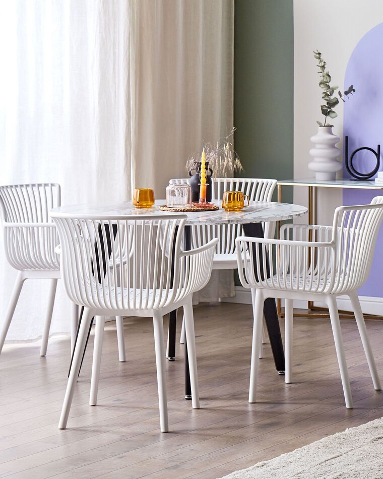 Set of 4 Plastic Dining Chairs White PESARO Beliani.co.uk