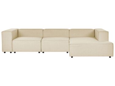 Left Hand 3 Seater Modular Linen Corner Sofa Beige APRICA