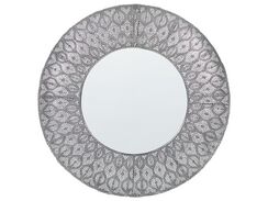 Seinäpeili ø 75 cm hopea BALLIA