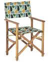 Conjunto de 2 sillas de jardín de madera de acacia clara con tela verde/naranja/blanco CINE_819447