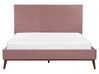 Łóżko welurowe 160 x 200 cm różowe BAYONNE_901285