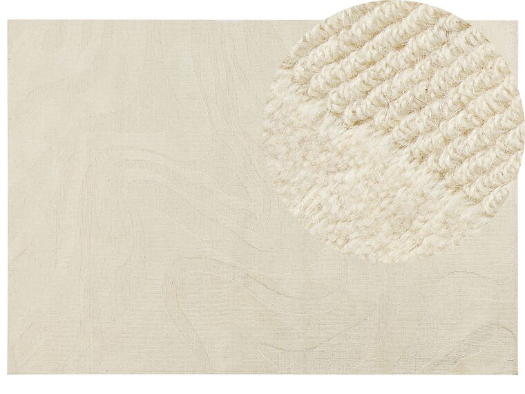 Teppich Wolle beige 160 x 230 cm abstraktes Muster SASNAK_884319