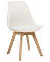 Conjunto de 2 sillas de comedor de poliéster blanco crema/madera clara DAKOTA II_878121