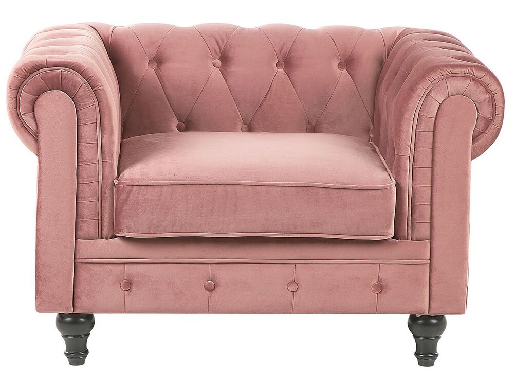 Velvet Living Room Set Pink CHESTERFIELD Beliani.co.uk