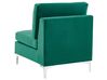 Canapé angle modulable côté droit en velours vert 4 places avec pouf EVJA_789608