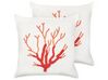 Conjunto de 2 almofadas decorativas com motivo de coral em algodão branco 45 x 45 cm CORAL_893036