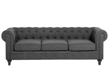 3 Seater Fabric Sofa Grey CHESTERFIELD