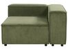 Canapé d'angle à droite 3 places modulable avec ottoman en velours côtelé vert APRICA_895405