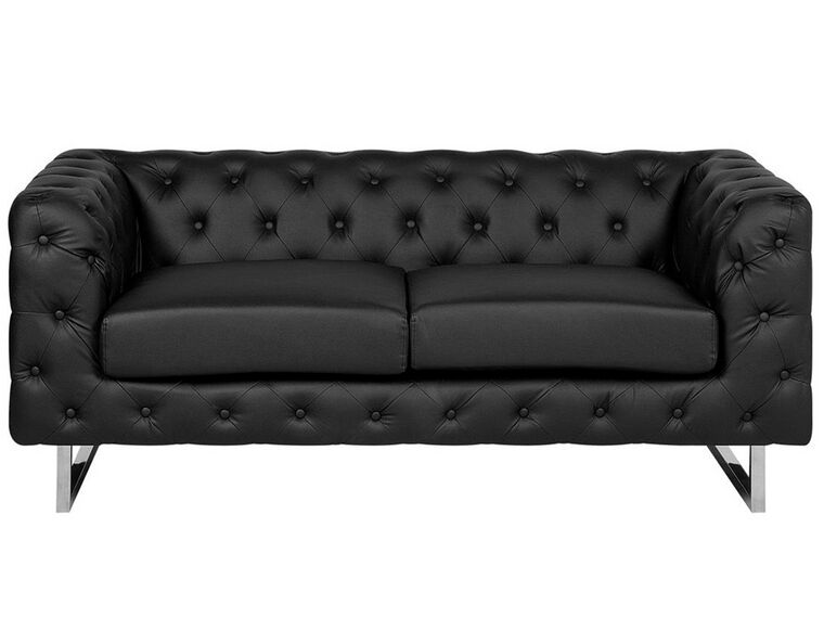 2 Seater Faux Leather Sofa Black VISSLAND_741077