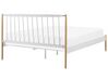 Kovová posteľ 140 x 200 cm bielo hnedá MAURS_798007