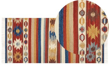 Wool Kilim Area Rug 80 x 150 cm Multicolour JRARAT