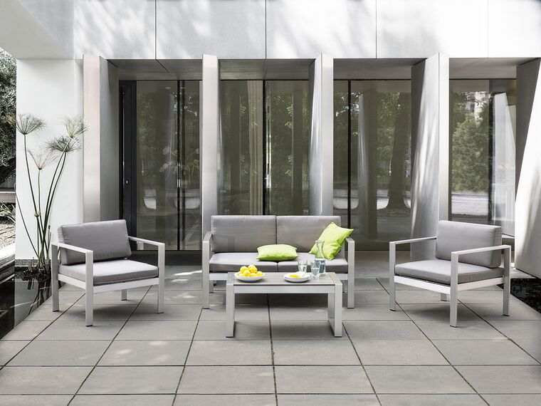 Table de jardin en aluminium gris clair 90 x 50 cm SALERNO | Beliani.fr