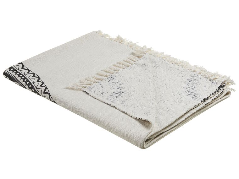 Cotton Blanket 130 x 180 cm Beige and Black BERHAMPORE_829193