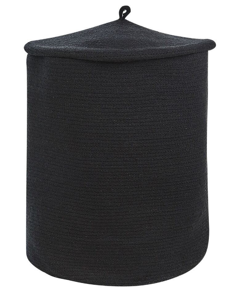 Korb mit Deckel Baumwolle schwarz ⌀ 44 cm SILOPI_840175