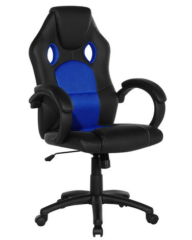 Chaise de bureau en cuir PU bleu FIGHTER