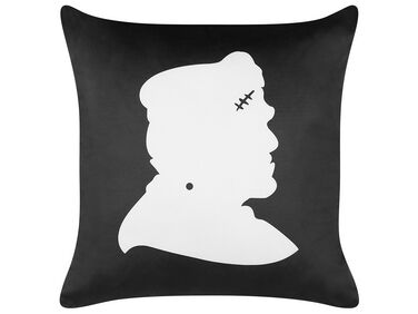 Velvet Cushion Frankenstein Motif 45 x 45 cm Black and White FRANKLINIA