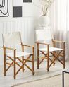 Set of 2 Acacia Folding Chairs Light Wood with Off-White CINE_810233