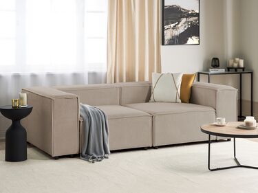 2-seters modulær sofa kordfløyel Lysebrun APRICA