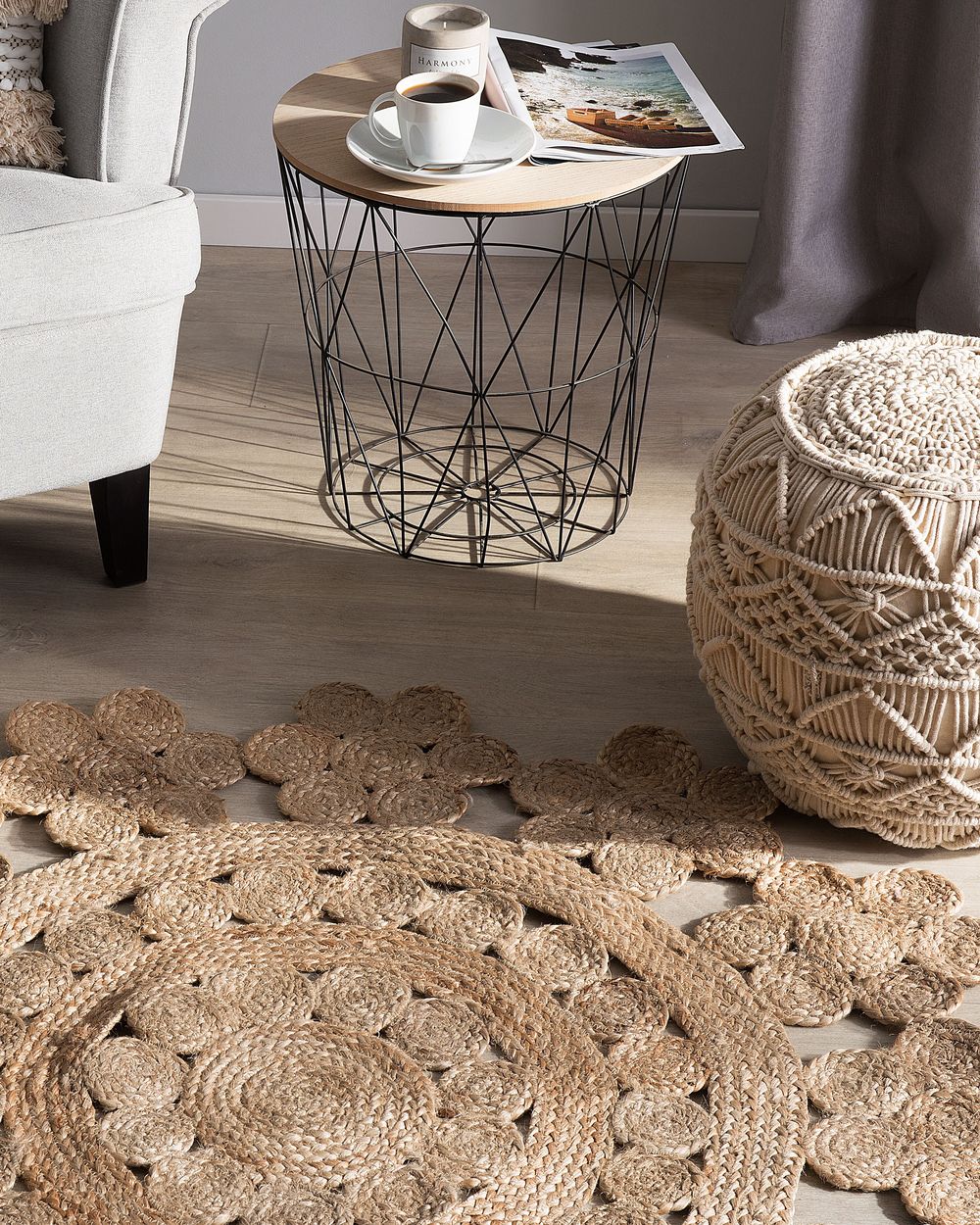 teppich beige jute o 120 cm kurzflor birecik beliani ch