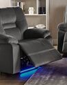 Fotel z elektryczną funkcją relaksu welurowy LED z ładowarką szary BERGEN_835059