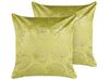 Conjunto de 2 almofadas decorativas veludo verde claro e dourado 45 x 45 cm MONSTERA_837821