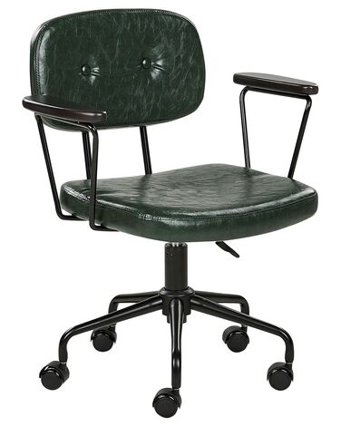 Faux Leather Desk Chair Dark Green ALGERITA