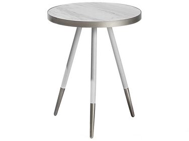 Marble Effect Side Table White with Silver RAMONA