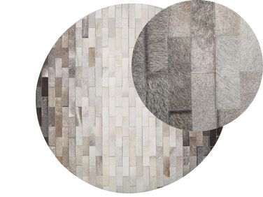 Okrúhly kožený koberec ⌀ 140 cm hnedá/béžová DUTLAR