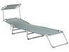 Steel Reclining Sun Lounger with Canopy Grey FOLIGNO_879102